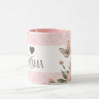 Tasse à café MAMA papillon floral rose chic