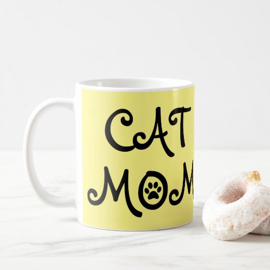 TASSE À CAFE MAMAN CHAT Avec Empreintes de Patte (Avec donut)