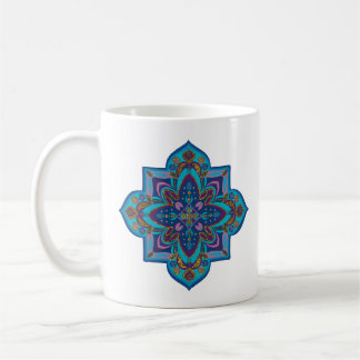 Tasse à café, mandala vibrant violet et bleu