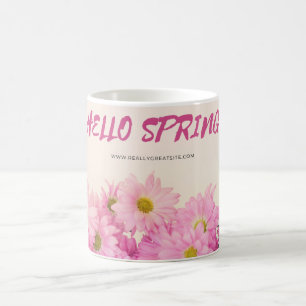 Tasse à Café Marguerites Roses Bonjour Printemps