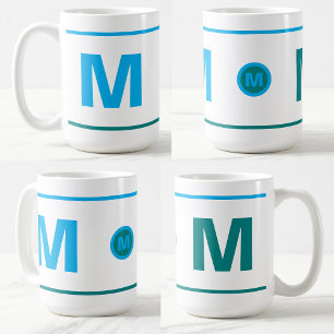 Tasse à café moderne avec initiale monogramme (ble