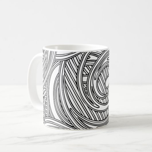 Tasse à café moderne noir et blanc avec tourbillon (Devant gauche)