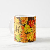 Tasse à café Monogramme Feuilles d'Automne (Devant gauche)