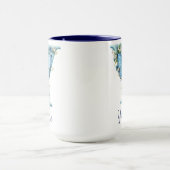 Tasse à café monogrammée bleue florale 15 oz (Centre)