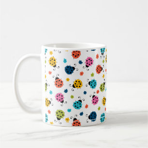 Tasse à café motif coccinelles colorées mignonnes