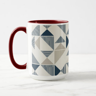 Tasse à café – motif triangle bleu et beige