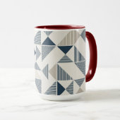 Tasse à café – motif triangle bleu et beige (Devant droit)