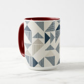 Tasse à café – motif triangle bleu et beige (Devant gauche)