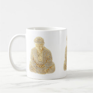 Tasse à café Mug Bouddha asiatique Rhinestone Or