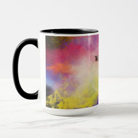 Tasse à café multicolore à deux tons. (Gauche)
