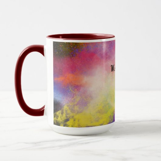 Tasse à café multicolore à deux tons. (Gauche)