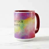 Tasse à café multicolore à deux tons. (Devant droit)