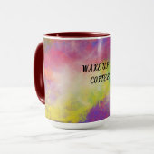 Tasse à café multicolore à deux tons. (Devant gauche)