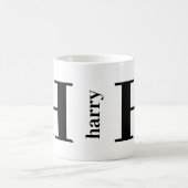 Tasse à café noir et blanc avec monogramme moderne (Centre)