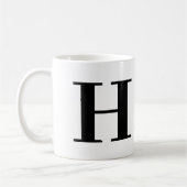 Tasse à café noir et blanc avec monogramme moderne (Gauche)