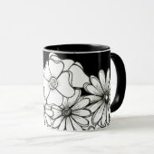 Tasse à café noir et blanc Flower (Devant droit)