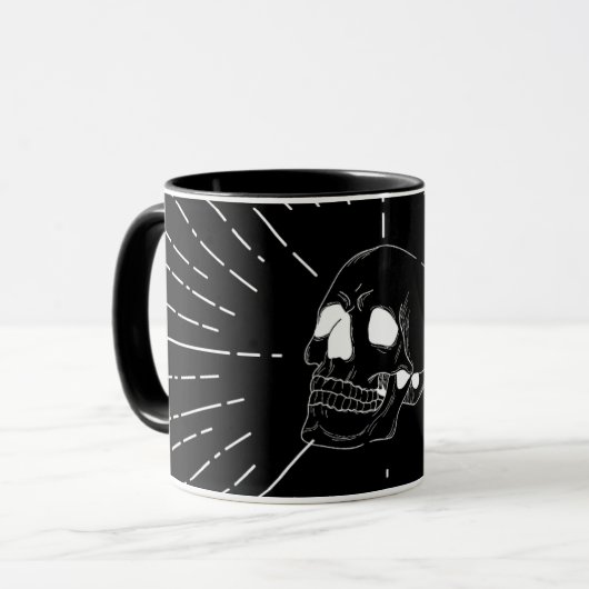 Tasse à café noire avec art de crâne gothique mini (Devant gauche)