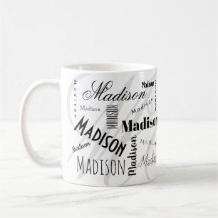 Tasse à café noire et blanche personnalisée Madiso