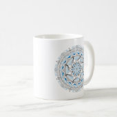 Tasse à café originale mandala design 2 faces bleu (Devant droit)