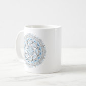 Tasse à café originale mandala design 2 faces bleu (Devant gauche)