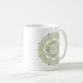 Tasse à café originale mandala design 2 faces vert (Devant droit)