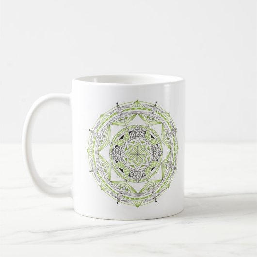 Tasse à café originale mandala design 2 faces vert (Gauche)
