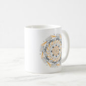Tasse à café originale mandala recto-verso orange (Devant droit)