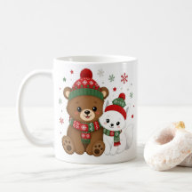 Tasse à café Ourson et Renard Hiver Mignon