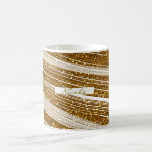 Tasse à café pailletée or blanc glamour scintillan