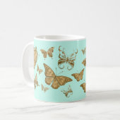 Tasse à café papillon Aqua et Or (Devant gauche)