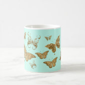 Tasse à café papillon Aqua et Or (Centre)