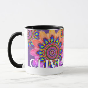 Tasse à café PEACOCK initiale personnalisée mot