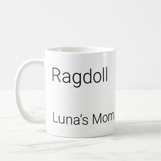 Tasse à café personnalisée avec nom de chat Ragdol (Gauche)