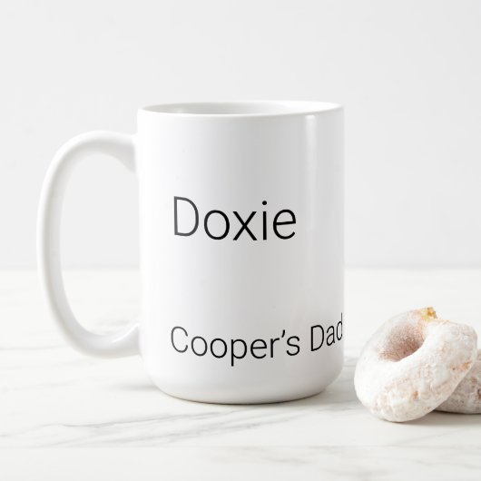 Tasse à café personnalisée avec nom de teckel mini (Avec donut)