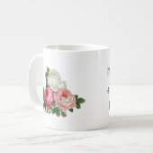 Tasse à café personnalisée avec roses roses Mère d (Devant gauche)