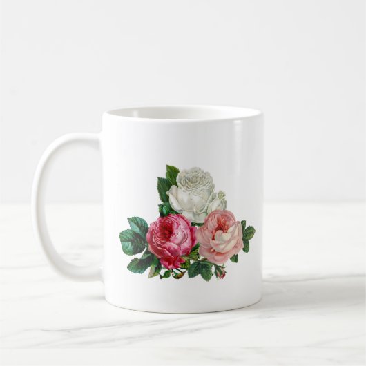 Tasse à café personnalisée avec roses roses Mère d (Gauche)