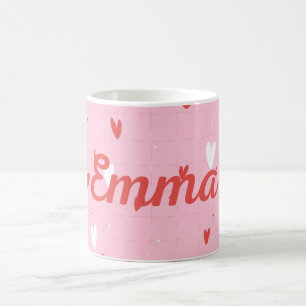 Tasse à café personnalisée Emma rose cœurs romanti