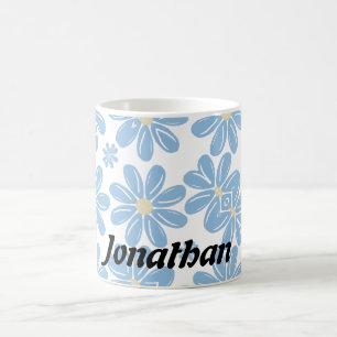 Tasse à café personnalisée - Motif floral bleu