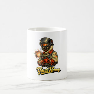 Tasse à café personnalisée pour soudeur avec chat