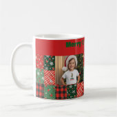 Tasse à café photo Noël patchwork vert rouge deux (Gauche)