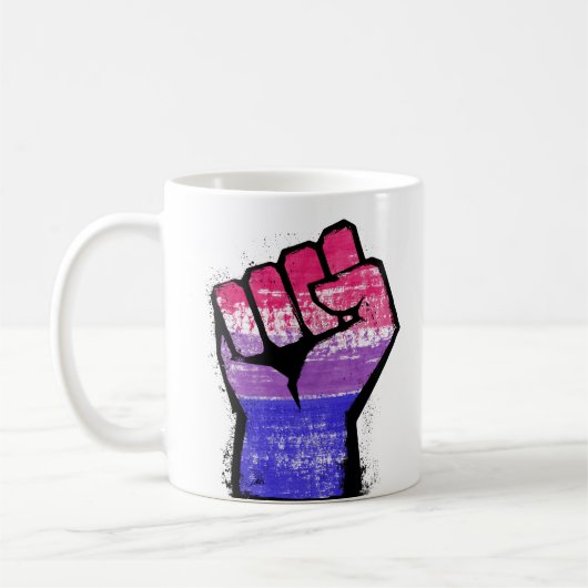 Tasse à café Poing de protestation bisexuel (Gauche)