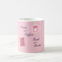 Tasse à café pour amoureux de livres roses mignonn