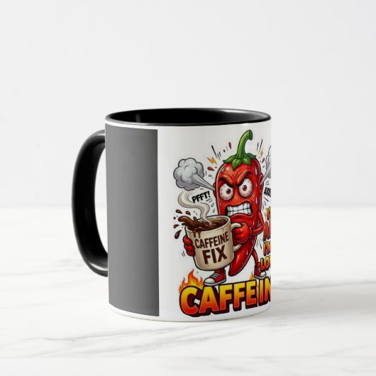 Tasse à café Powered By Caffeine Combo | Café drôl (Devant gauche)
