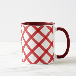 Tasse à café rétro carrés rouges et blancs