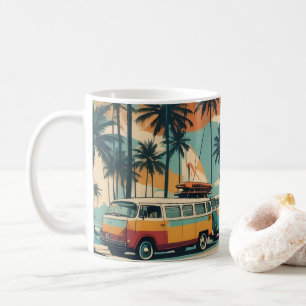 Tasse à café Retro Surf Van & Palmiers   Tropical