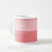 Tasse à café rose 2 tons moderne avec nom (Devant gauche)