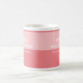 Tasse à café rose 2 tons moderne avec nom (Centre)