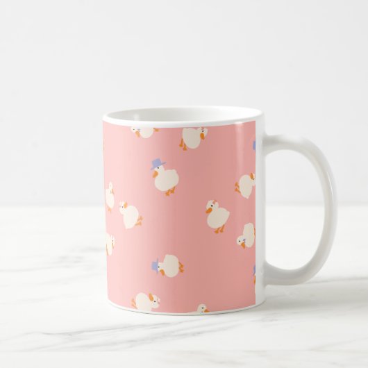 Tasse à café rose avec canards mignons illustrés à (Droite)