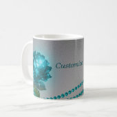 Tasse à café Rose Bleue avec Perles - Personnalise (Devant gauche)