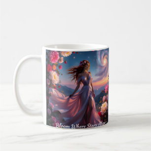 Tasse à café rose Boho Cosmic Bloom pour femmes
